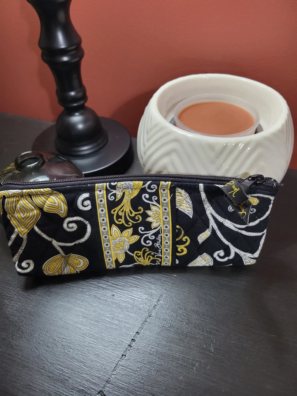 Vera Bradley Yellow Bird cosmetic, Wristlet, and Brush and pencil case trio